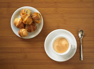 Espresso coffee with croissants