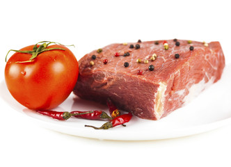 beef filet with spices on a plate