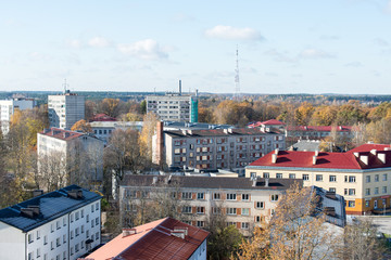 Obraz premium aerial view of rural city in latvia. valmiera