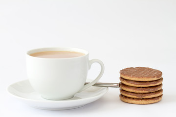 Cup of tea with chocolate biscuits