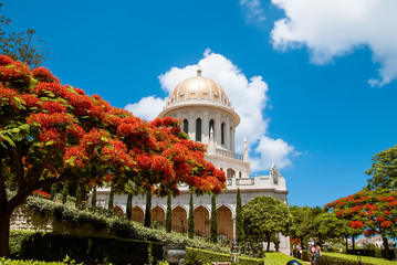Bahai temple in Bahai garden, Carmel mountain, Haifa, Israel. - Powered by Adobe
