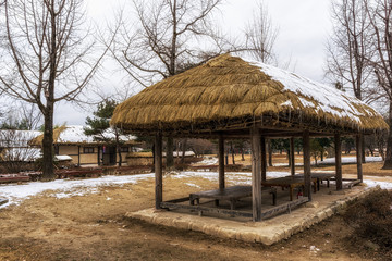 Fototapeta na wymiar Korean traditional village scene in winter.
