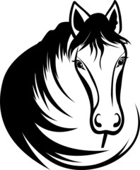 Head of horse with black mane, stencil