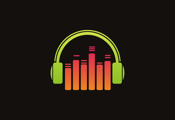 Headphone music logo vector