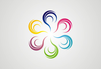 Beautiful flower conecting logo vector
