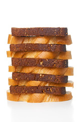 Slices of cereal and rye bread closeup