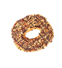 Chocolate donut isolated on white background