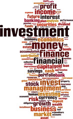 Obraz premium Investment word cloud concept. Vector illustration