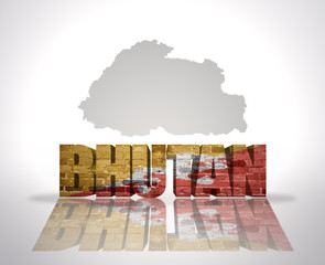 Word Bhutan on a map background