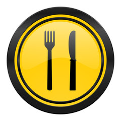 eat icon, yellow logo, restaurant sign