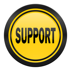support icon, yellow logo,