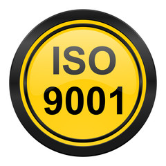 iso 9001 icon, yellow logo,