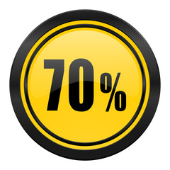70 percent icon, yellow logo, sale sign