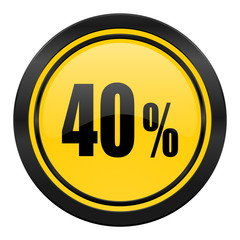 40 percent icon, yellow logo, sale sign