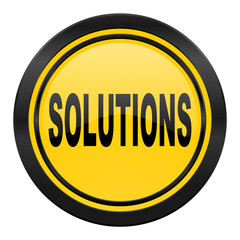 solutions icon, yellow logo,