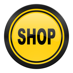 shop icon, yellow logo,