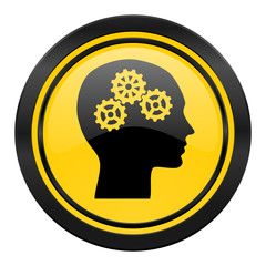 head icon, yellow logo, human head sign