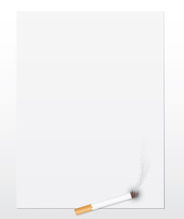 Cigarette on a sheet of paper. Vector