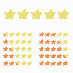 fancy yellow orange star rating scale from one to ten
