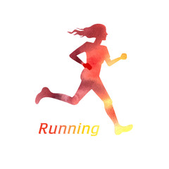 Fototapeta na wymiar running girl silhouette