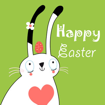 greeting card with bunny for Easter
