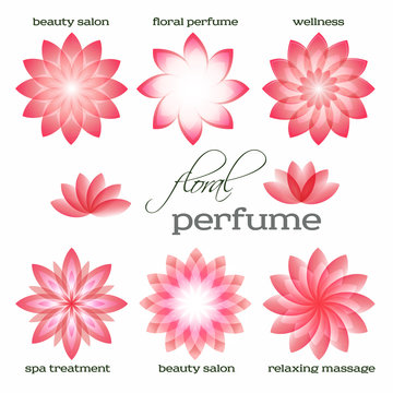 pink-flowers-set-logo-icon-floral-aroma