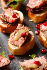 canape with beef meat