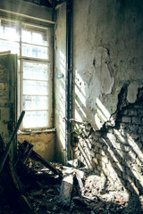 decayed room with sun