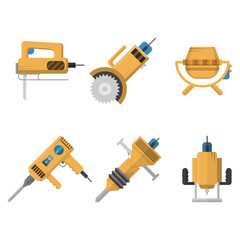 Fototapeta premium Colored icons collection of construction equipment
