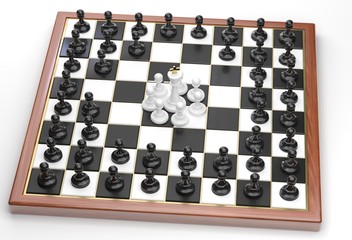 White King surrounded on all sides by the enemy troops