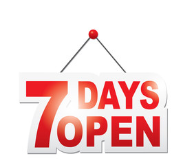 7 days open sign. Vector