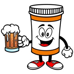 Pill Bottle with Beer