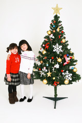 예쁘고 어린 소녀들의 겨울