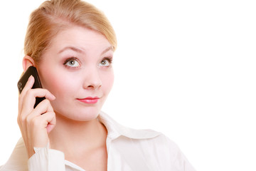 Communication. Businesswoman talking on cell phone