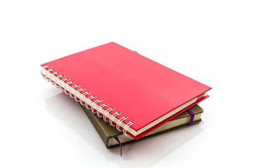 Red and brown diary book.
