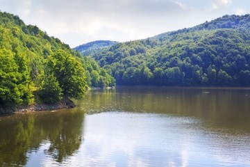 Fototapeta na wymiar The dam on the lake Bystrzyca in Poland, Europe