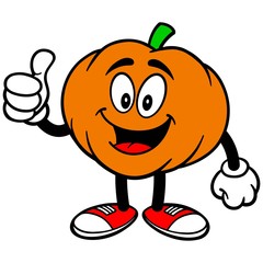 Pumpkin Mascot with Thumbs Up