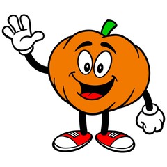 Pumpkin Mascot Waving