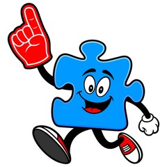 Puzzle Running with Foam Finger