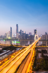 Fototapeta premium guangzhou liede bridge in nightfall