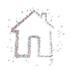 People in the form of a small house.