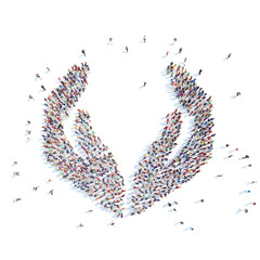 People in the form of a hand.