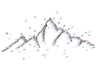 People in the form of mountains.