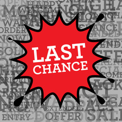 Comic book explosion with text Last Chance, vector