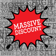 Comic book explosion with text Massive Discount, vector