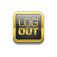 Log Out Gold Vector Icon Button