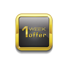 1 Week Offer Gold Vector Icon Button