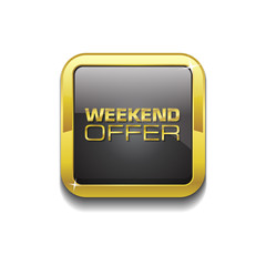 Weekend Offer Gold Vector Icon Button
