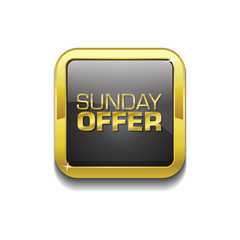 Sunday Offer Gold Vector Icon Button