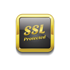SSL Protected Gold Vector Icon Button